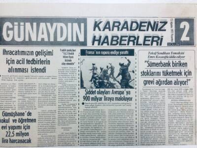 Günaydın Gazetesi Karadeniz Haberleri Eki 15 Ağustos 1977 - Şiddet Olayları Avrupaya 900 Milyar Liraya Maloluyor GZ40985 - 1