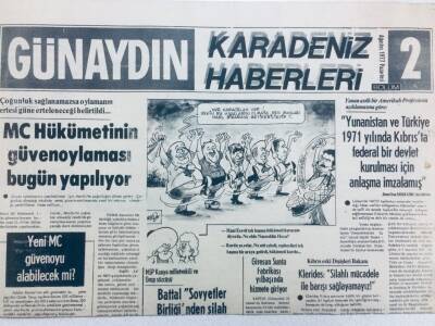 Günaydın Gazetesi Karadeniz Haberleri Eki Ağustos 1977 - MC Hükümetinin Güvenoylaması Başlıyor GZ40986 - 1
