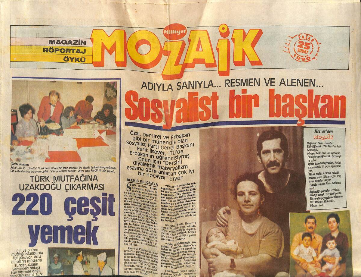 Günaydın Gazetesi Mozaik Eki 25 Şubat 1990 - Haliç'te Nostalji - Sosyalist Bir Başkan: Ferit İlsever GZ152350 - 1