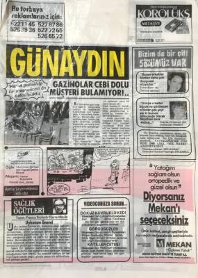 Günaydın Gazetesi Promasyon Poşeti (Naylon Gazete) 1980-Gazinolar Cebi Dolu Müşteri Bulamıyor GZ45801 - 2