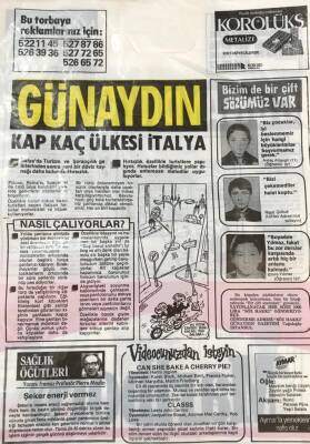 Günaydın Gazetesi Promasyon Poşeti (Naylon Gazete) 1980- Kap Kaç Ülkesi İtalya GZ45803 - 1