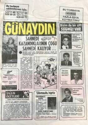 Günaydın Gazetesi Promasyon Poşeti (Naylon Gazete) 1980 -Yüksel Uzelin Sahnede Kazandıklarının Çoğu Sahnede Kalıyor ... GZ45827 - 1