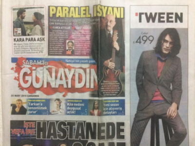 Günaydın Gazetesi Sabah Gazetesi Eki 25 Mart 2015 - Kanserle Mücadele Eden Kayahan Hastaneye Kaldırıldı Hastaneye Koşan 4 Sanatçı Ona 6 Saat Moral Verdi GZ27849 - 1