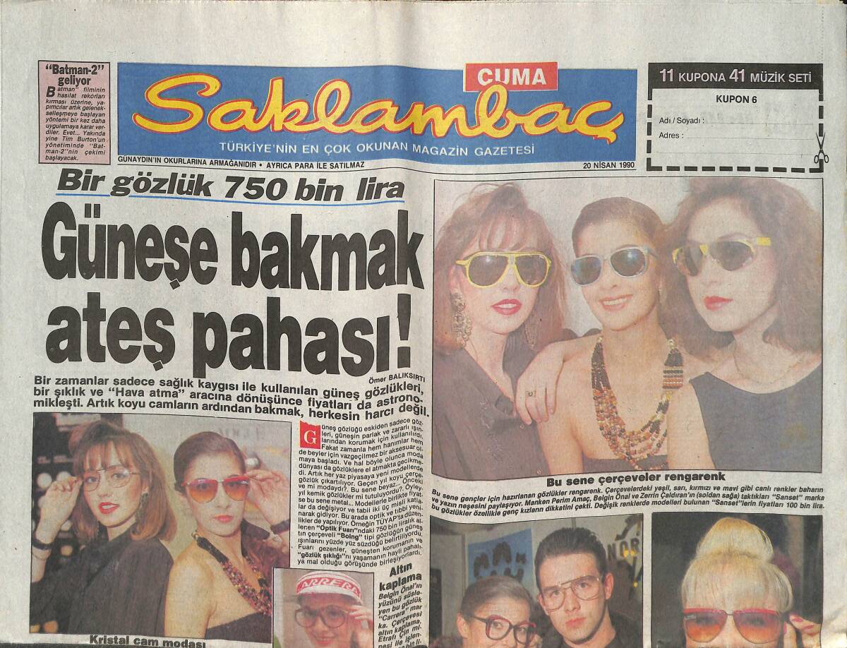 Günaydın Gazetesi Saklambaç 20 Nisan 1990 - Suna Yıldızoğlu'ndan Bir Gecelik Kabare - Harika Avcı Jimnastikle Zayıflıyor GZ143314 - 1