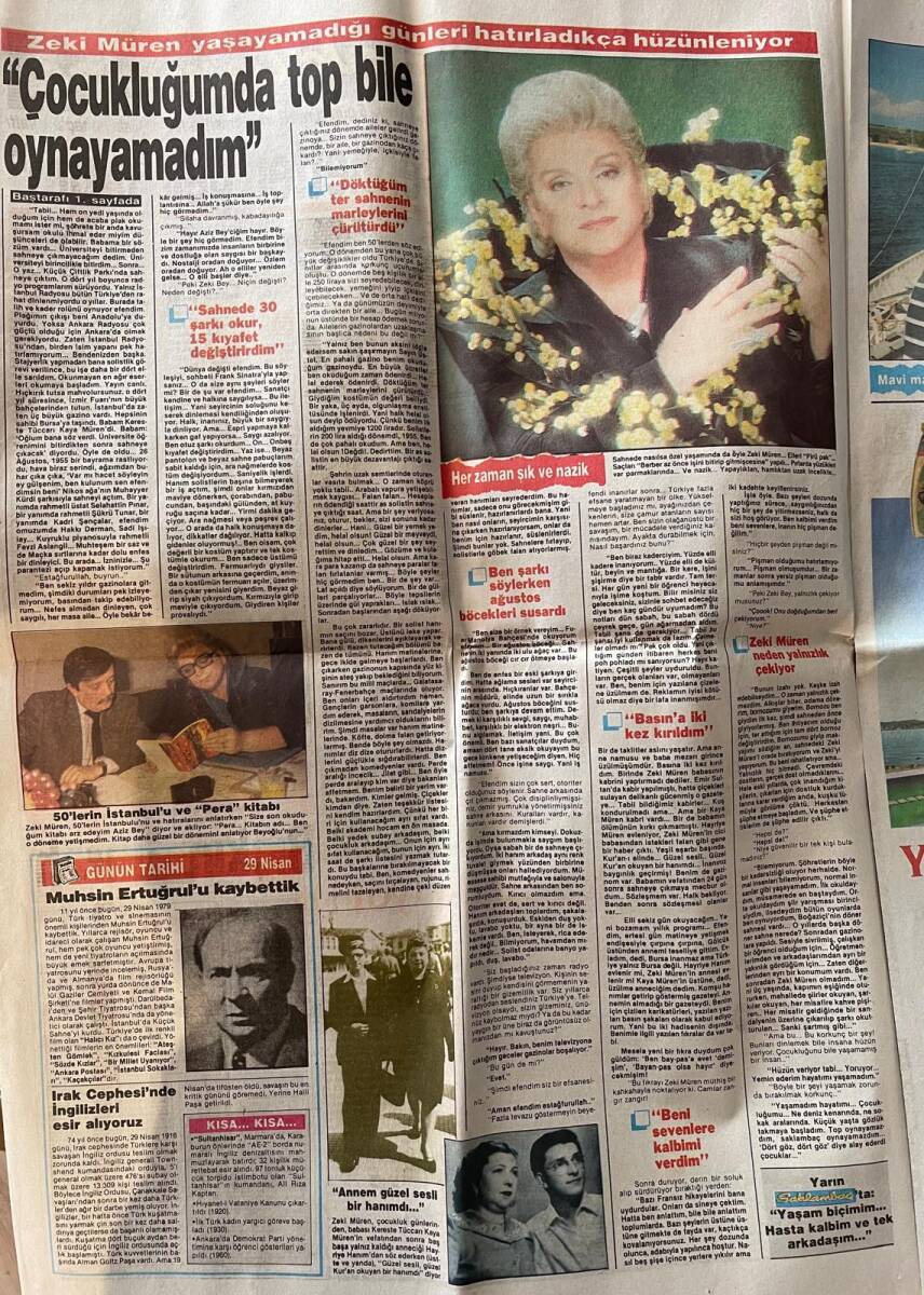 Günaydın Gazetesi Saklambaç 29 Nisan 1990 - Zeki Müren: Yemin Ederim Hayatımı Yaşayamadım - Bıçkın Emrah GZ143312 - 2