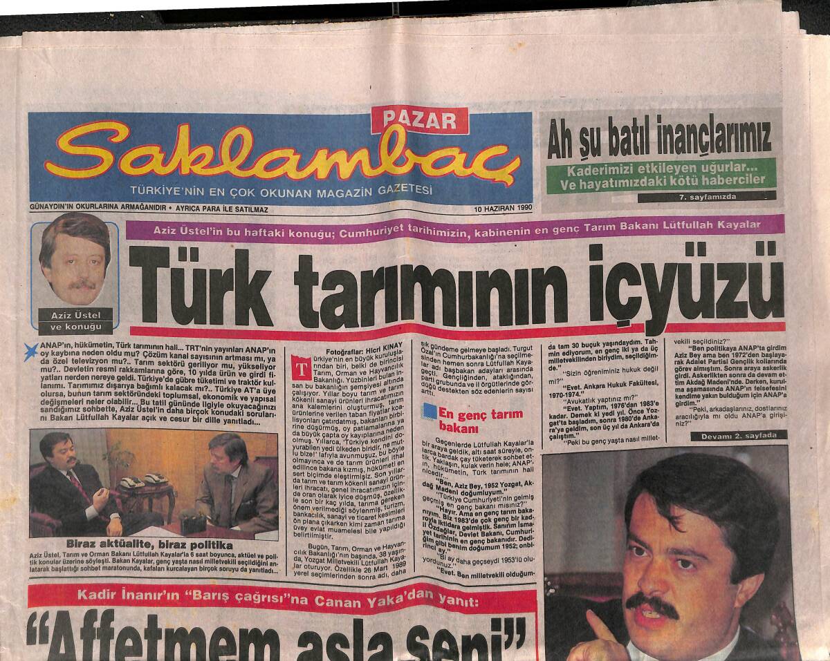 Günaydın Gazetesi Saklambaç Eki 10 Haziran 1990 - Ajda Pekkan'ın Müzikal Düşleri... - Kadir İnanır'ın Barış Çağrısına Canan Yaka'dan Yanıt GZ142009 - 1