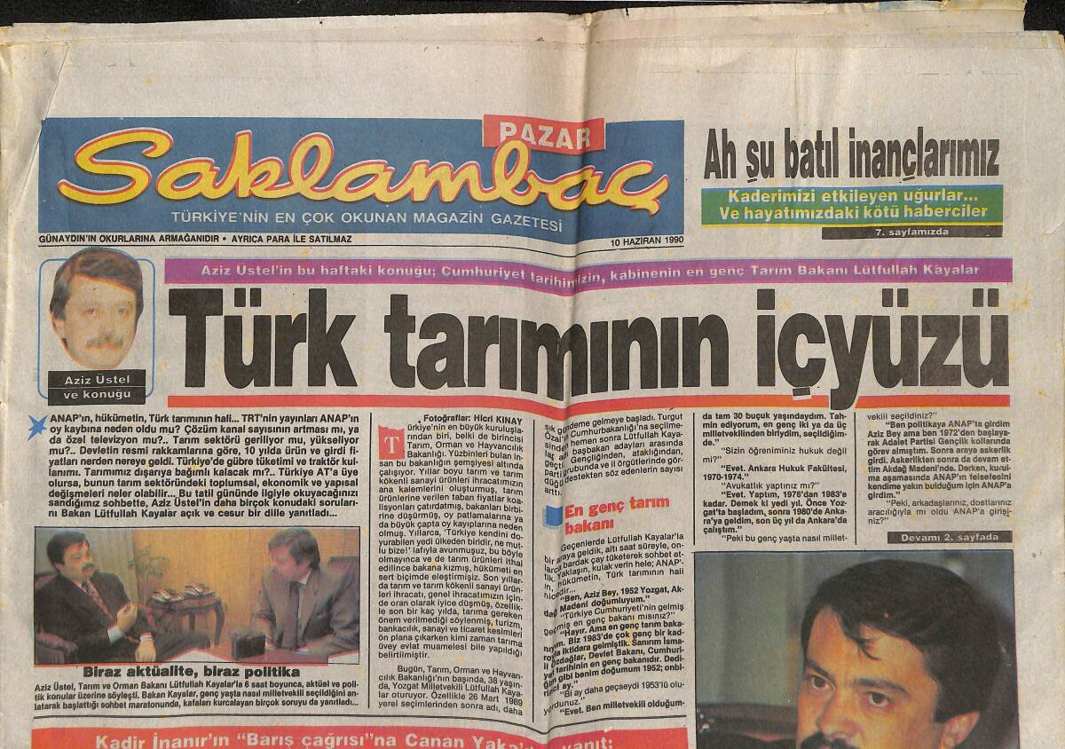 Günaydın Gazetesi Saklambaç Eki 10 Haziran 1990 - Kadir İnanır İle Canan Yaka'nın Yedikleri İçtikleri Ayrı Gitmezdi - Ajda'nın Müzikal Düşleri GZ152346 - 1