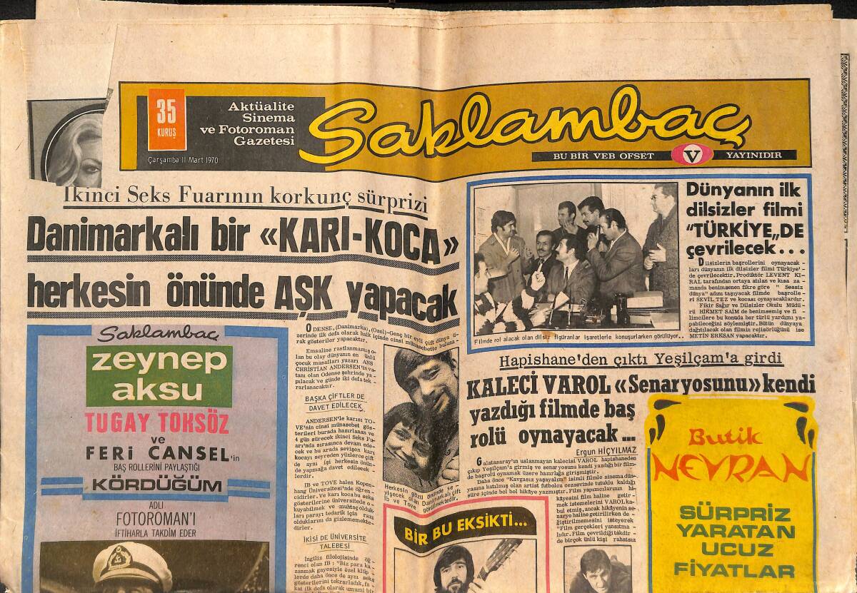 Günaydın Gazetesi Saklambaç Eki 11 Mart 1970 - Kıbrıslıları Suçlayan Gülay Alp Adalet Önünde Hesap Verecek - Dünya'nın İlk Dilsizler Filmi Türkiye'de GZ142550 - 1