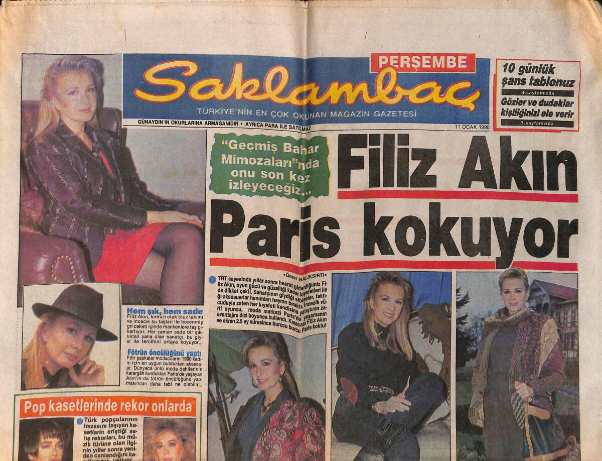 Günaydın Gazetesi Saklambaç Eki 11 Ocak 1990 - Filiz Akın Paris Kokuyor GZ152915 - 1