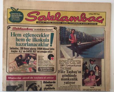 Günaydın Gazetesi Saklambaç Eki 12 Nisan 1981 - 1981 Türkiye Kumral Yüz Güzeli Filiz Taşbaş GZ18115 - 1