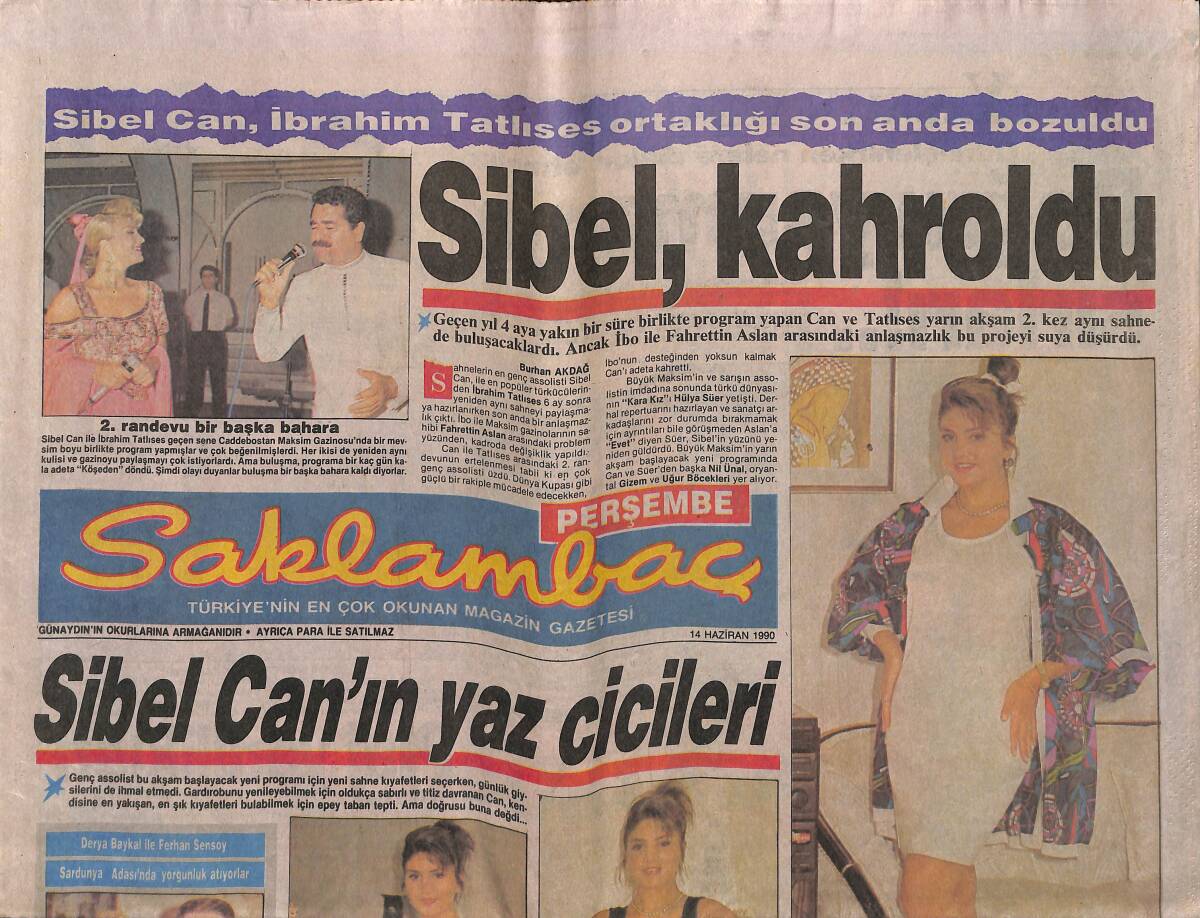 Günaydın Gazetesi Saklambaç Eki 14 Haziran 1990 - Sibel Can'ın Yaz Cicileri - İstanbul'da Festival Günleri GZ142015 - 1