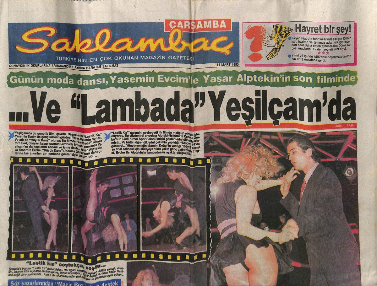 Günaydın Gazetesi Saklambaç Eki 14 Mart 1990 - Ve Lambada Yeşilçam'da - Yeni Evliler Düşman Çatlattı Zerrin Özer Alper Önal GZ152329 - 1