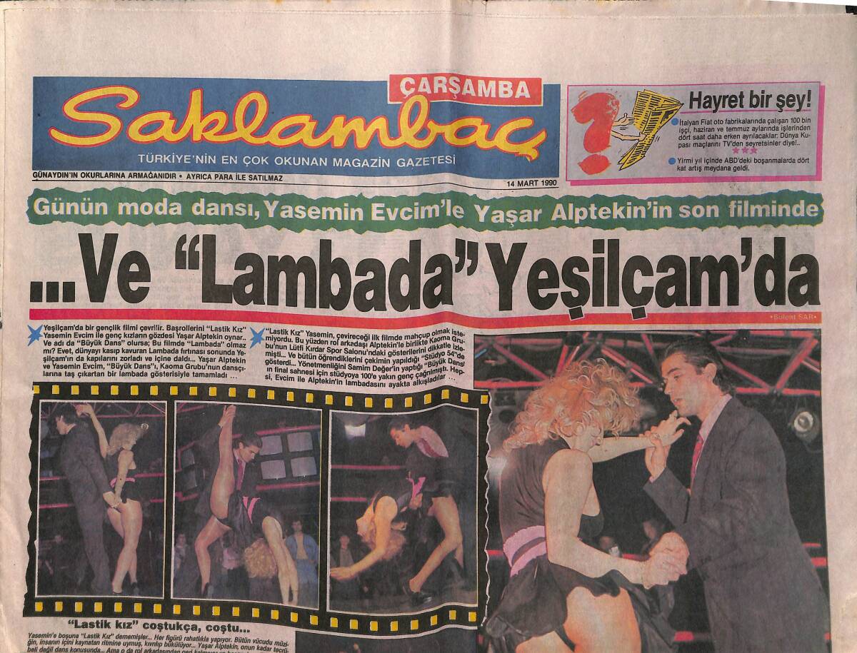 Günaydın Gazetesi Saklambaç Eki 14 Mart 1990 - Yasemin Evcim'le Yaşar Alptekin'in Moda Dansı - Zerrin Özer Ve Eşi Düşman Çatlattı! GZ142509 - 1