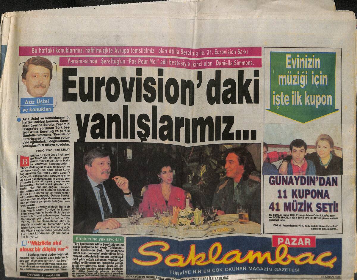 Günaydın Gazetesi Saklambaç Eki 15 Nisan 1990 - Hakan'ın Gözü , Sibel Can'dan Başka Sibel Görmüyor GZ152411 - 1