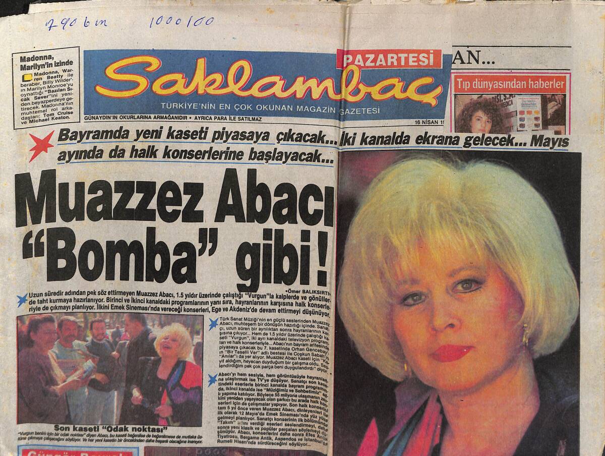 Günaydın Gazetesi Saklambaç Eki 16 Nisan - Marlon Brando'ya Piramit Mezar - Muazzez Abacı Bomba Gibi GZ152413 - 1