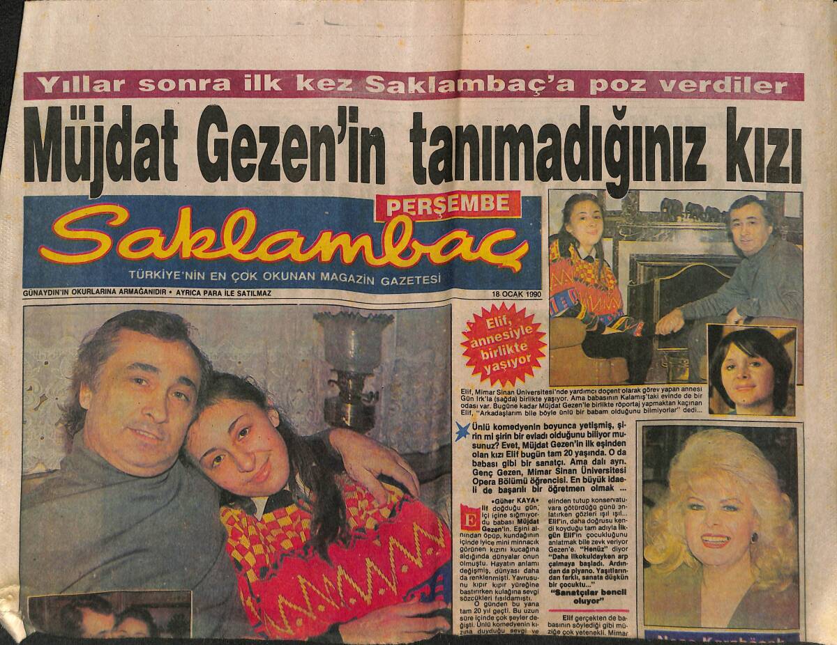 Günaydın Gazetesi Saklambaç Eki 18 Ocak 1990 - Müjdat Gezenin Tanımadığınız Kızı - Neşe Karaböcek Maksim'e Hazırlanıyor GZ152372 - 1