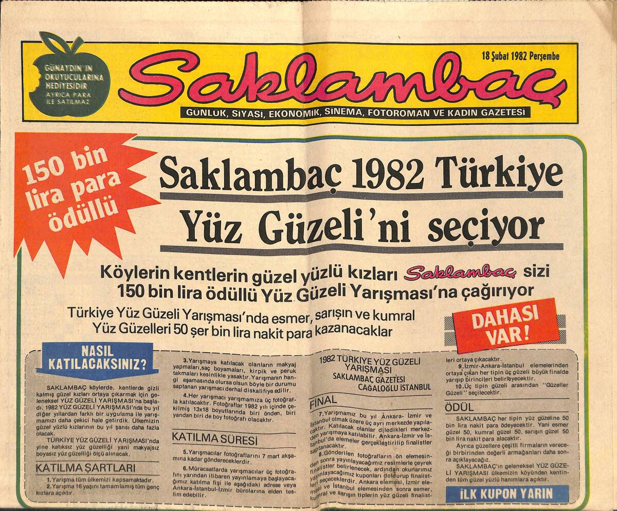 Günaydın Gazetesi Saklambaç Eki 18 Şubat 1982 - Neşe Karaböcek'in Melekleri GZ145549 - 1