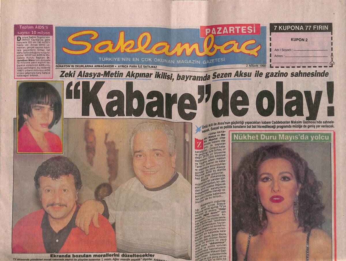 Günaydın Gazetesi Saklambaç Eki 2 Nisan 1990 - Brigitte Bardot , Romenleri Yalanladı GZ141684 - 1