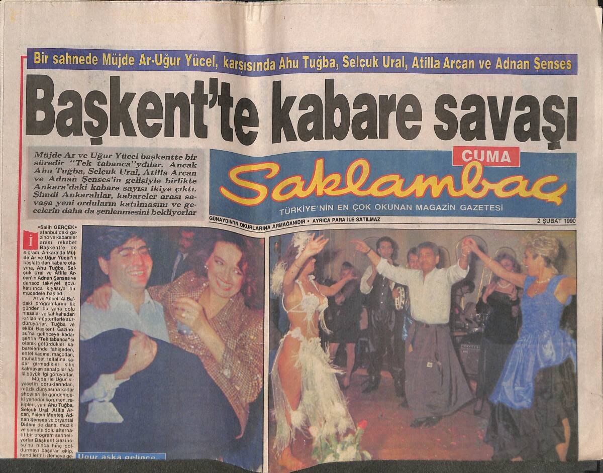 Günaydın Gazetesi Saklambaç Eki 2 Şubat 1990 - Müjde Ar Uğur Yücel Başkent'te Kabare Savaşı - Sema Yunak Ekrana Dönüyor! GZ142462 - 1