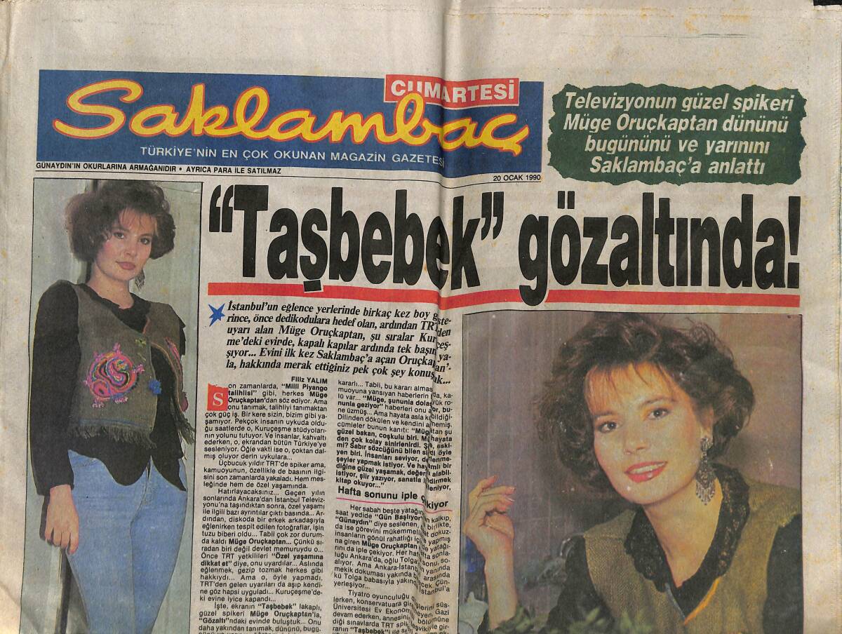 Günaydın Gazetesi Saklambaç Eki 20 Ocak 1990 - Müjde Ar, Şener Şen'in Son Filminde Konuk Oyuncu - Taşbebek Gözaltında GZ152342 - 1