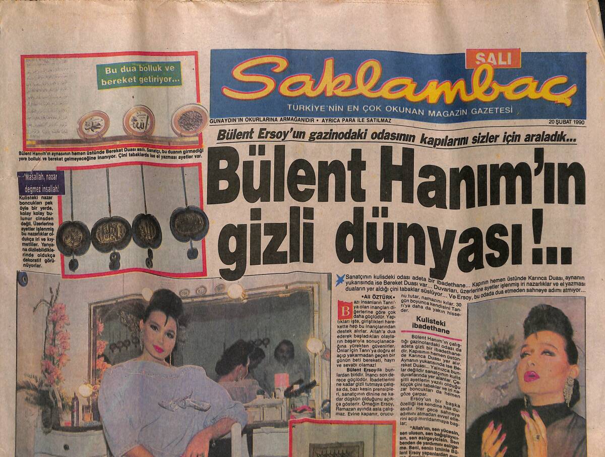 Günaydın Gazetesi Saklambaç Eki 20 Şubat 1990 - Bülent Ersoy'un Gizli Dünyası !.. GZ152292 - 1