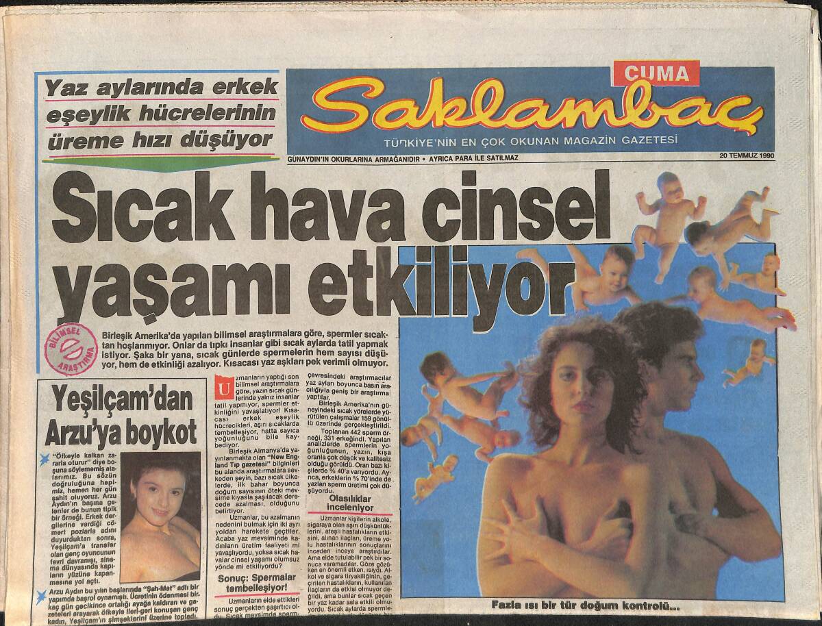 Günaydın Gazetesi Saklambaç Eki 20 Temmuz 1990 - Berhan Şimşek Son Filmini Serpil Çakmaklı İle Çevirdi - Perihan Savaş'la Eşinin Yolları Yine Ayrıldı GZ2388 - 1