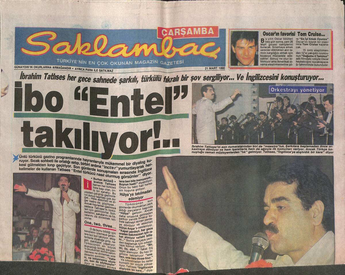 Günaydın Gazetesi Saklambaç Eki 21 Mart 1990 - İbrahim Tatlıses 'Entel' Takılıyor - Zerrin Özer'in Podyum Heyecanı! GZ142466 - 1