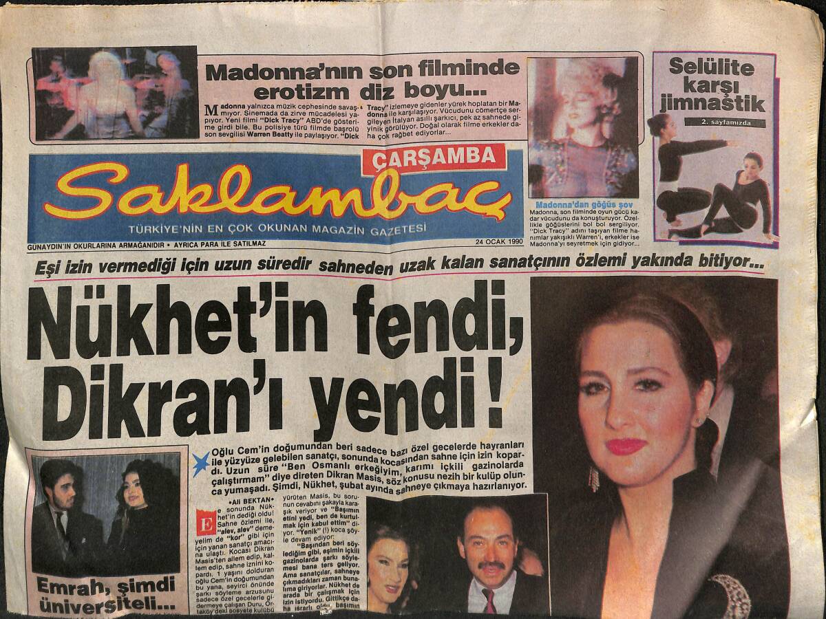 Günaydın Gazetesi Saklambaç Eki 24 Ocak 1990 - Emrah , Şimdi Üniversiteli - Madonna'nın Son Filminde Erotizm Diz Boyu... GZ152422 - 1
