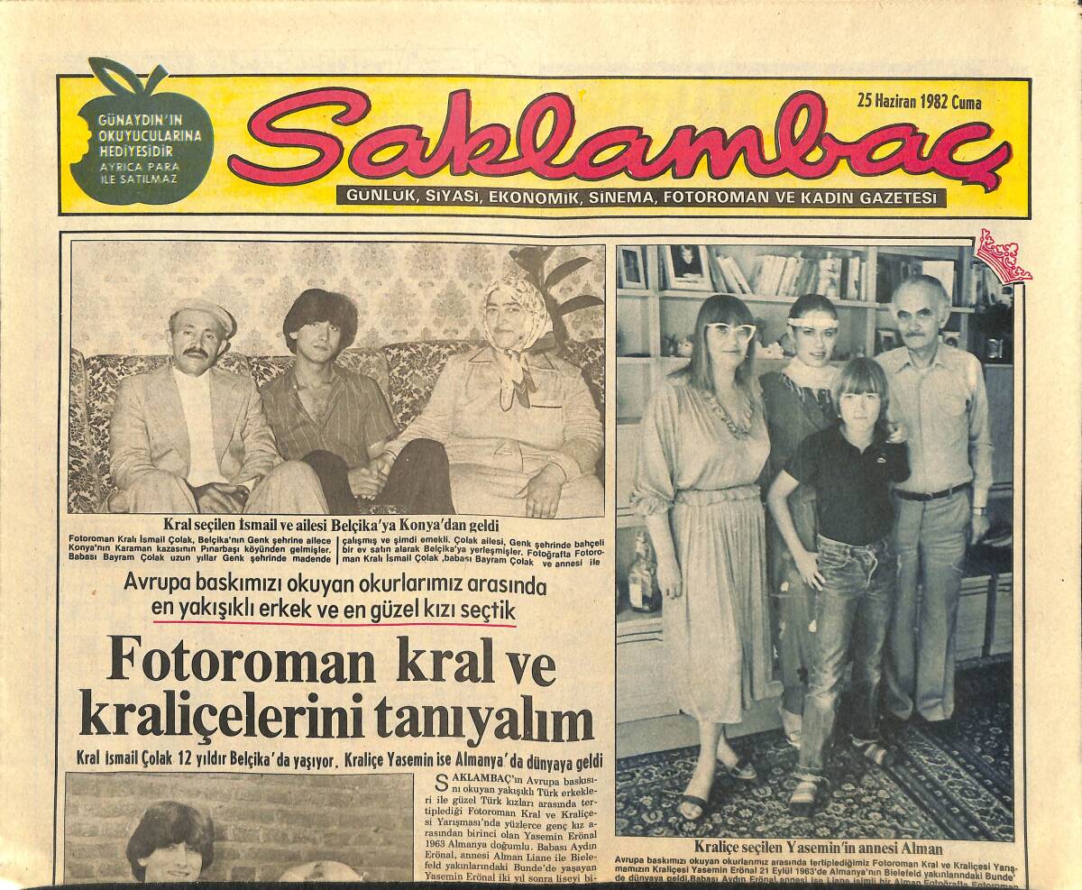 Günaydın Gazetesi Saklambaç Eki 25 Haziran 1982 - Fotoroman Kral Ve Kraliçelerini Tanıyalım GZ147354 - 1