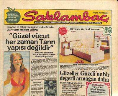Günaydın Gazetesi Saklambaç Eki - 25 Şubat 1981 - Cherly Tiegs Şimdi 33 Yaşında GZ110176 - 1