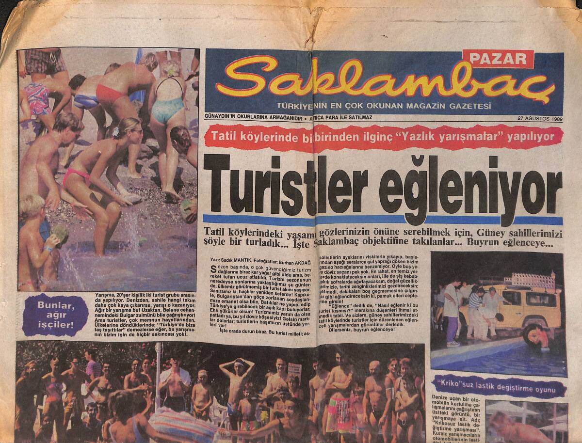 Günaydın Gazetesi Saklambaç Eki 27 Ağustos 1989 - Sibel Can'dan Hülya Avşar'a Çalım - Melissa: İkinci Petra Olmak İstiyorum GZ152867 - 1