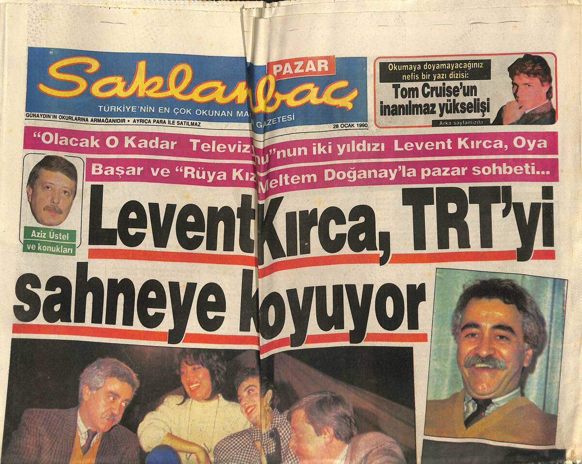 Günaydın Gazetesi Saklambaç Eki 28 Ocak 1990 - Levent Kırca TRT'yi Sahneye Koyuyor - Boğaziçi'nde Get Together Dinner - Hollywood'un Starı Tom Cruise GZ152374 - 1