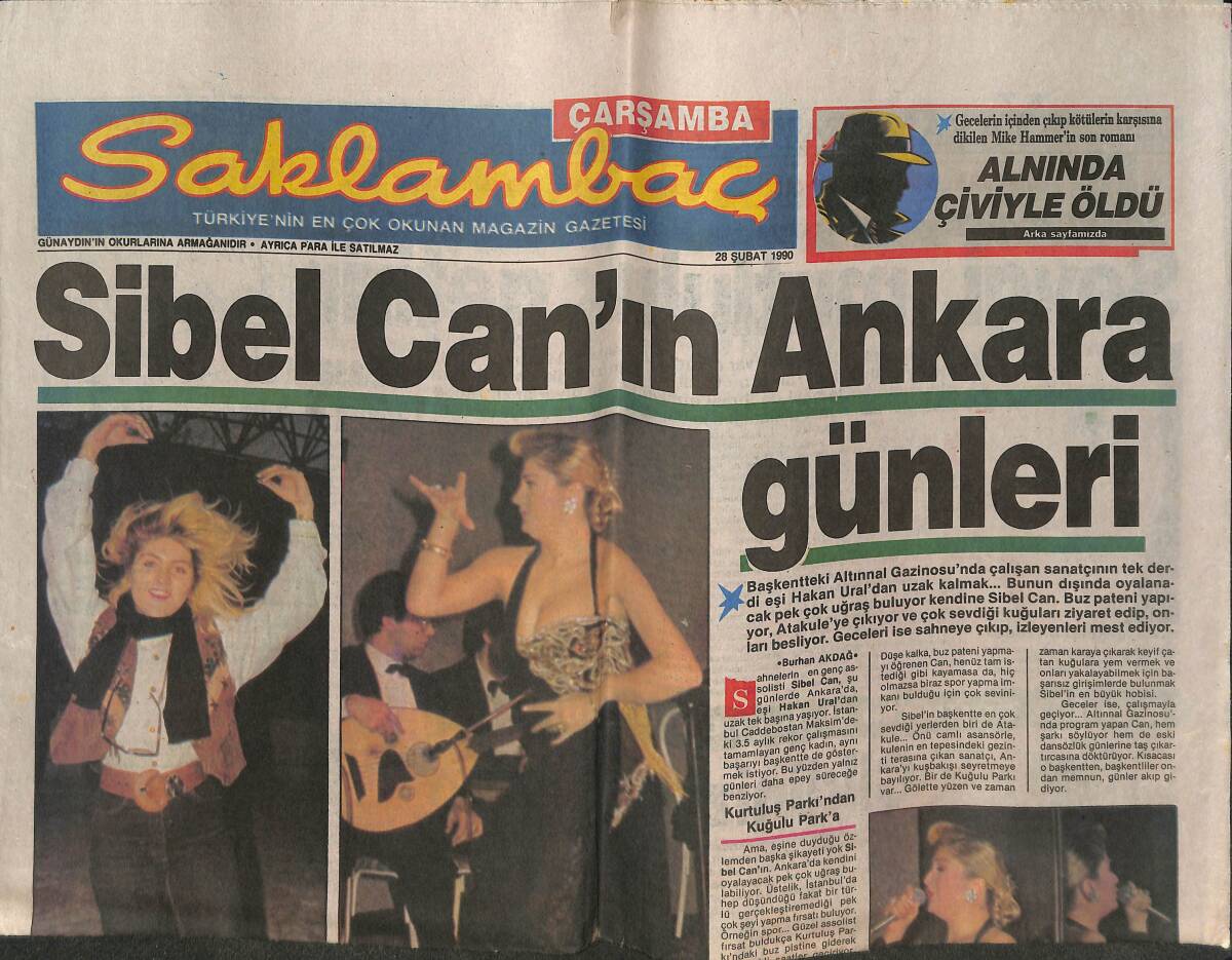 Günaydın Gazetesi Saklambaç Eki 28 Şubat 1990 - Sibel Can'ın Ankara Günleri - Ahu Tuğba'nın Vazgeçemediği Erkek GZ141517 - 1
