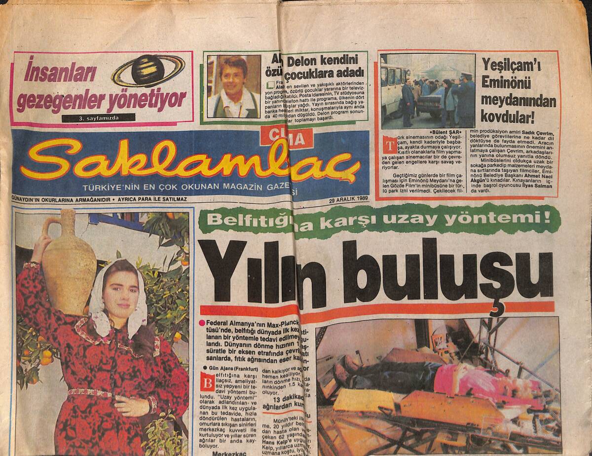 Günaydın Gazetesi Saklambaç Eki 29 Aralık 1989 - Alain Delon Kendini Özürlü Çocuklara Adadı - Köylü Kızı Seren GZ152859 - 1