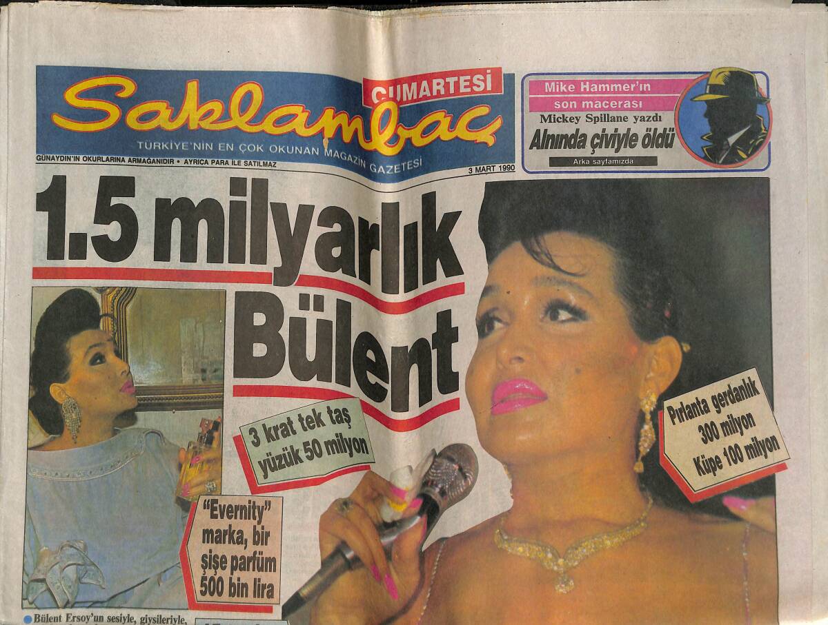 Günaydın Gazetesi Saklambaç Eki 3 Mart 1990 - 1.5 Milyarlık Bülent Ersoy GZ141523 - 1
