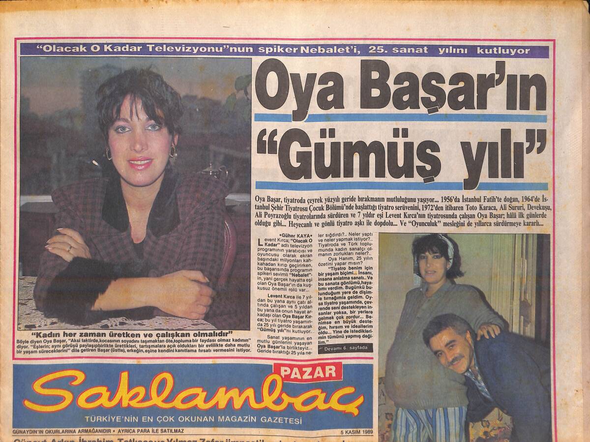 Günaydın Gazetesi Saklambaç Eki 5 Kasım 1989 - Oya Başar'ın Gümüş Yılı - Yerli Rambolar: İbrahim Tatlıses, Cüneyt Arkın GZ156388 - 1