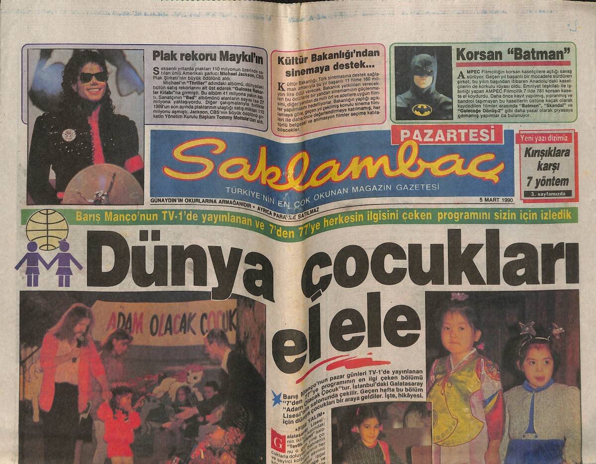 Günaydın Gazetesi Saklambaç Eki 5 Mart 1990 - Nükhet Duru Reklamlarda - Kartal Tibet'in Gecesi GZ141524 - 1