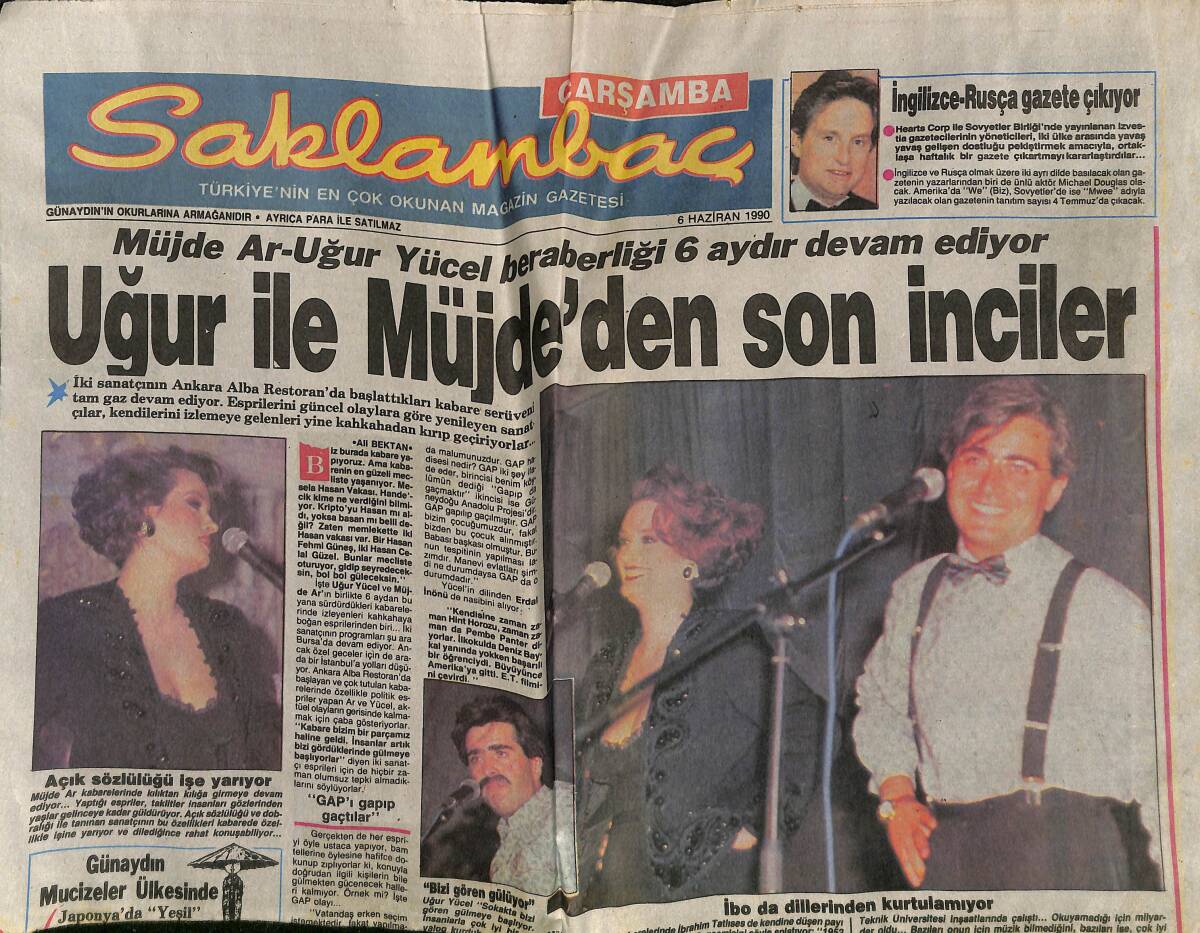 Günaydın Gazetesi Saklambaç Eki 6 Haziran 1990 - Uğur İle Müjde Ar'dan Son İnciler GZ152317 - 1