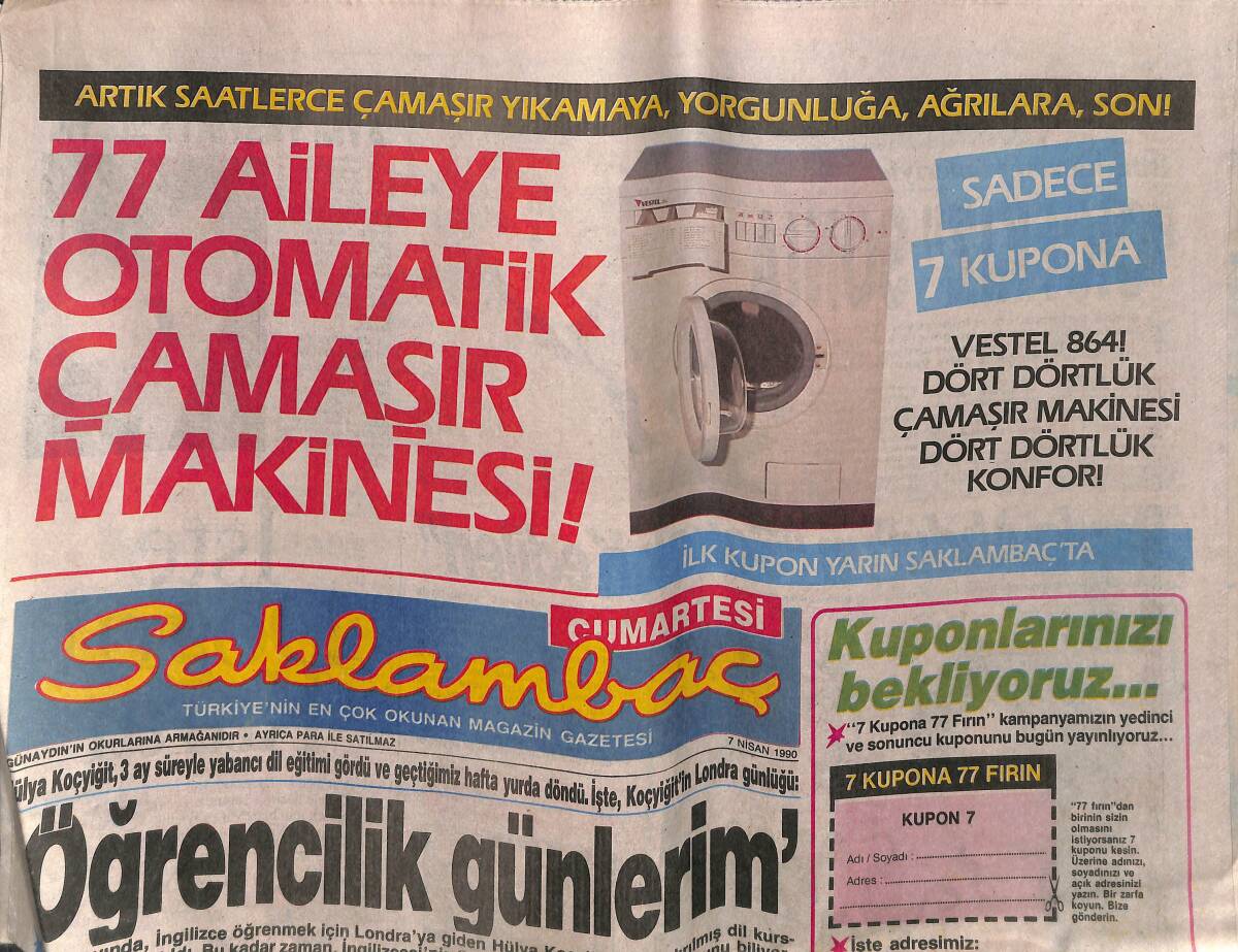 Günaydın Gazetesi Saklambaç Eki 7 Nisan 1990 - Hülya Koçyiğit , 3 Ay Süreyle Yabancı Dil Eğitimi Gördü Ve Geçtiğimiz Hafta Yurda Döndü GZ141977 - 1