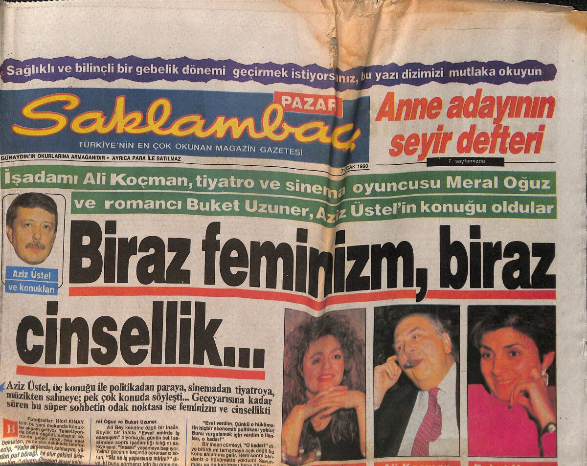 Günaydın Gazetesi Saklambaç Eki 7 Ocak 1990 - Aziz Üstel'in Yeni Yıldaki İlk Konukları GZ152921 - 1