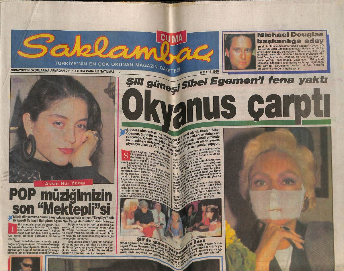 Günaydın Gazetesi Saklambaç Eki 9 Mart 1990 - Türkan Şoray Ve Tanju Gürsu'dan Film-San'a Veryansın GZ141515 - 1