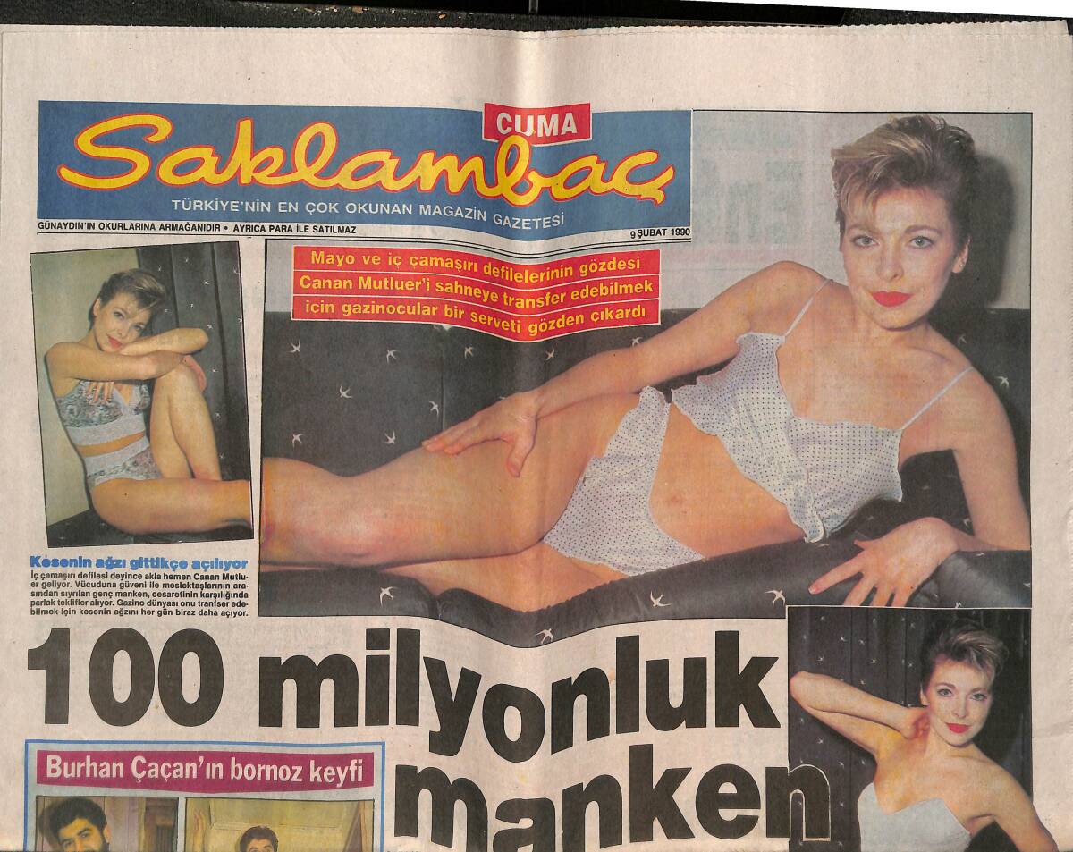 Günaydın Gazetesi Saklambaç Eki 9 Şubat 1990 - Burhan Çaçan'ın Bornoz Keyfi - Levent Kırca, Gençlere Kucak Açtı GZ142261 - 1