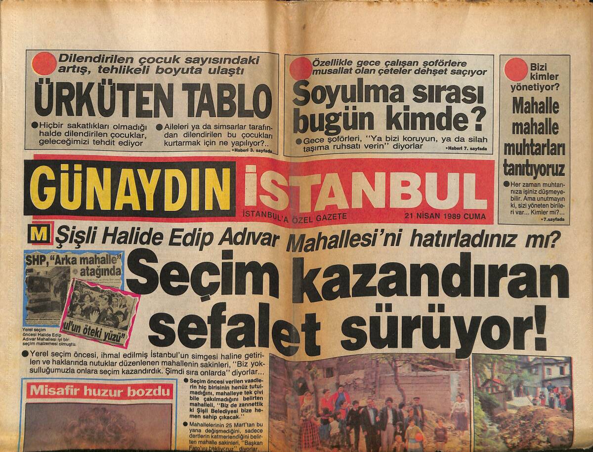 Günaydın İstanbul Gazetesi 21 Nisan 1989 - Özel Doğuş Lisesinde Okuma Sevinci - Fikirtepe'ye Sağlık Ocağı GZ152129 - 1