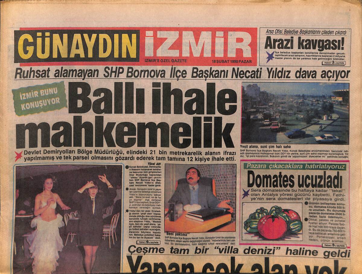 Günaydın İzmir Gazetesi 18 Şubat 1990 - Çeşme Tam Bir Villa Denizi Haline Geldi - Şampiyon Altay GZ153659 - 1