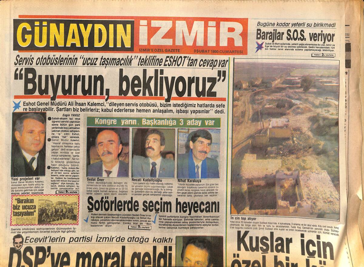 Günaydın İzmir Gazetesi 3 Şubat 1990 - Göztepe'ye Sert Rakip: İzmirspor - Barajlar SOS Veriyor GZ153670 - 1