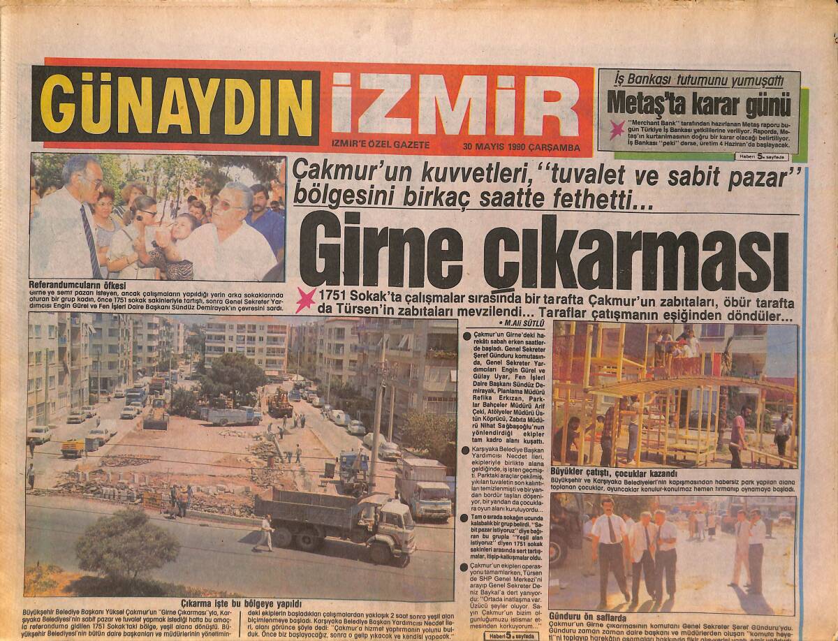Günaydın İzmir Gazetesi 30 Mayıs 1990 - İş Bankası Tutumunu Yumuşattı: Metaş'ta Karar Günü - İzmirspor Emültay'la Anlaştı! GZ136917 - 1