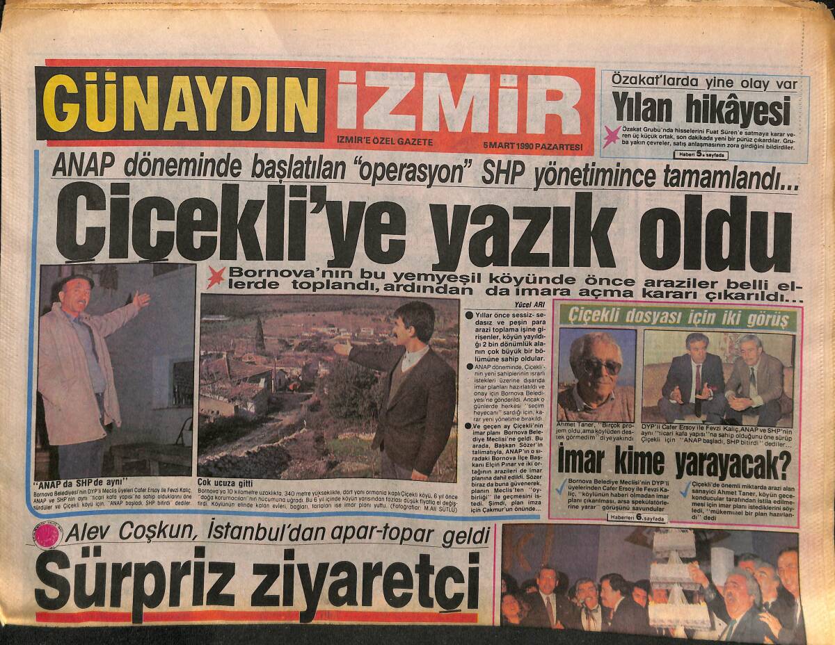 Günaydın İzmir Gazetesi 5 Mart 1990 - Petek Restoranda Halk Bankası Gecesi - Özel Türk Lisesi'nin 40. Yıl Balosu GZ153658 - 1