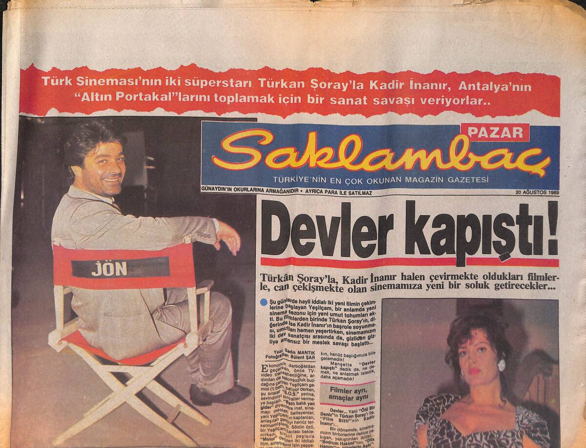 Günaydın Saklambaç Eki 20 Ağustos 1989 - Türkan Şoray'la Kadir İnanır Sinemamıza Yeni Bir Soluk Getirecekler - Emrah Çok Konuşmayan Kız İstiyor GZ152865 - 1