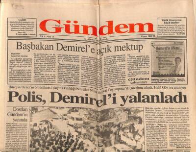 Gündem Gazetesi 13 Ağustos 1992 - Irak Kürdistanına Harekat Hazırlığı GZ85327 - 1