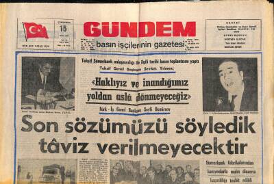 Gündem Gazetesi 15 Ocak 1969 - Teksif İzmir Şark Sanayidede Grev Kararı Aldı GZ117360 - 1